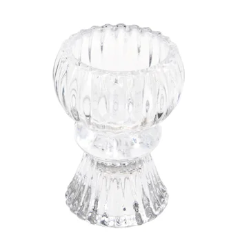 double ended glass candle holder - clear double ended glass candle holder - clear