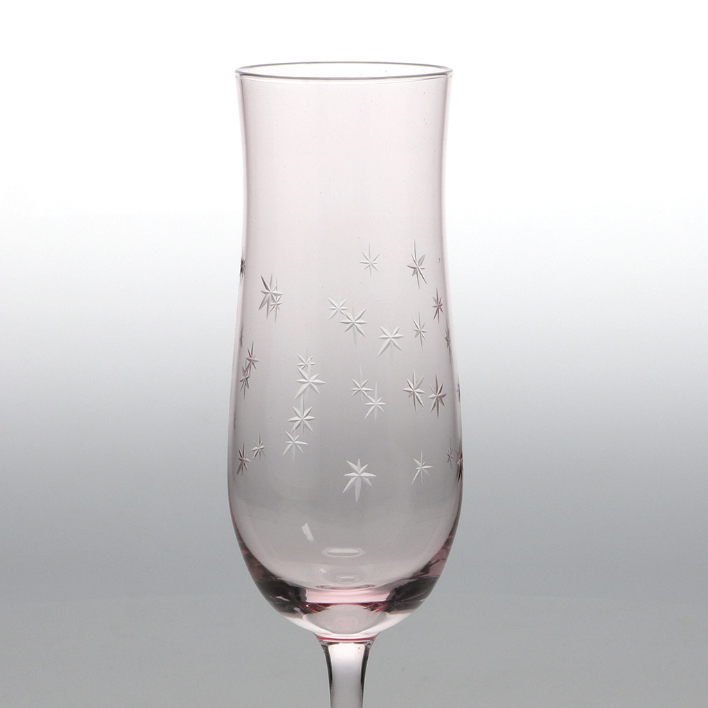 etched star champagne glasses 200ml (set of 2) - pink