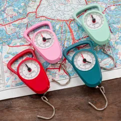 travel scales with tape measure - petrol blue