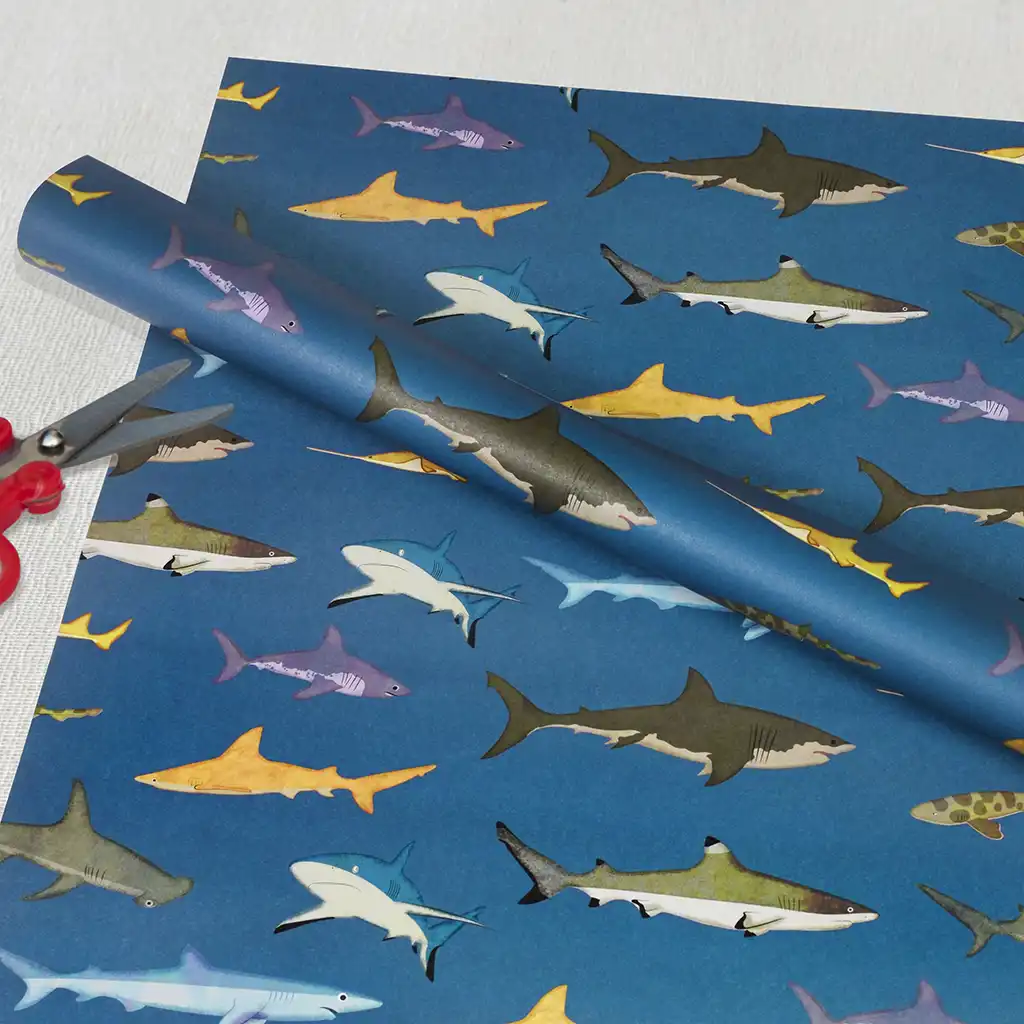 wrapping paper sheets - sharks