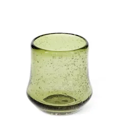 hand blown bubble glass tumbler 300ml - olive green hand blown bubble glass tumbler 300ml - olive green
