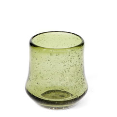 hand blown bubble glass tumbler 300ml - olive green