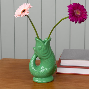 ceramic fish vase - green