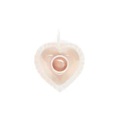 candelero tipo linterna con forma de corazón esmaltado - rosa