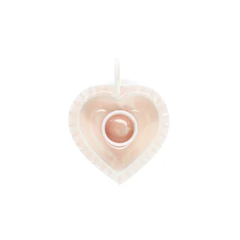 enamel heart-shaped chamberstick candle holder - pink enamel heart-shaped chamberstick candle holder - pink