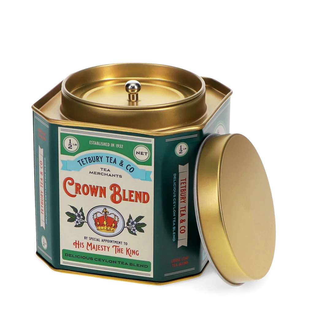bote de metal para té - crown blend