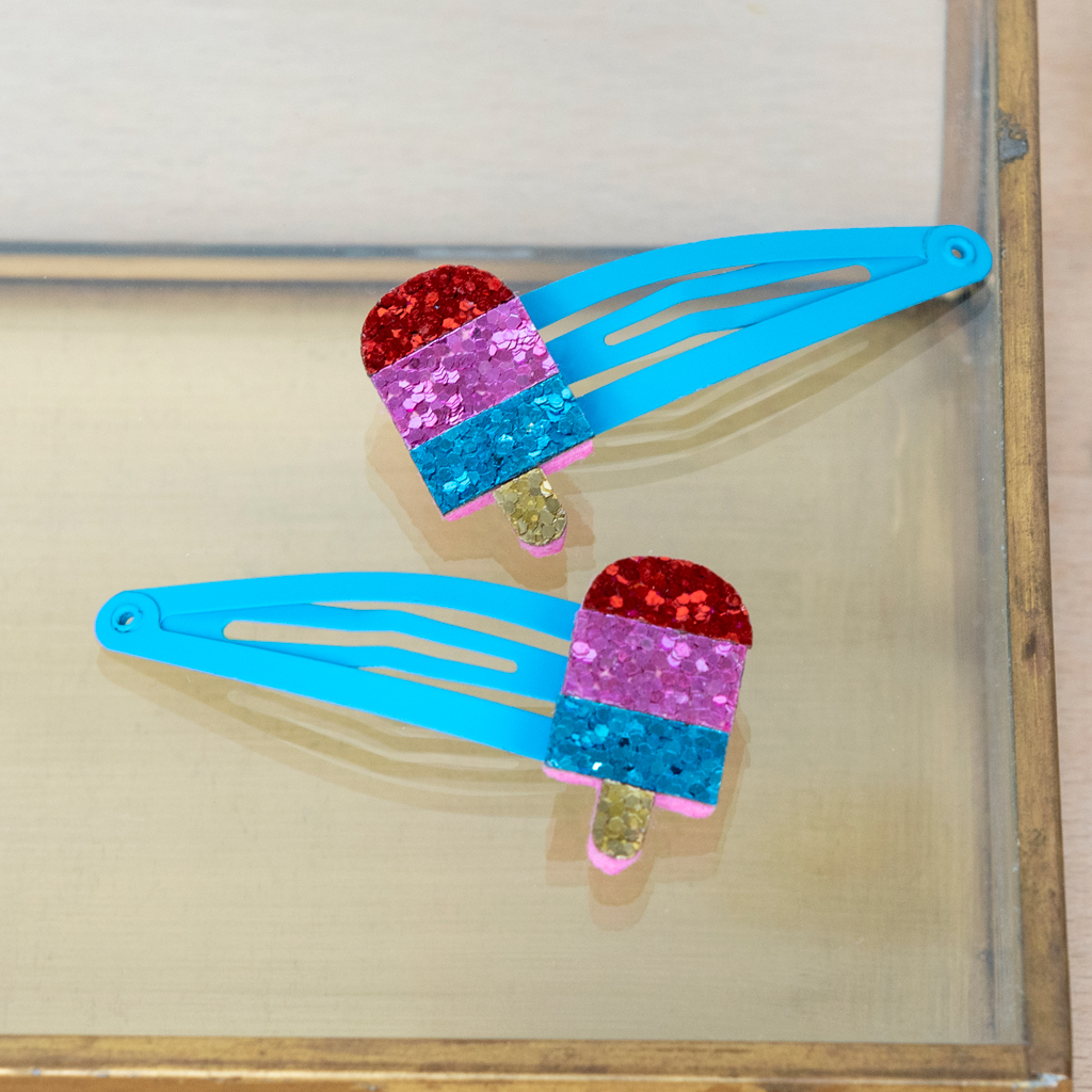glitter hair clips (set of 2) - ice lolly