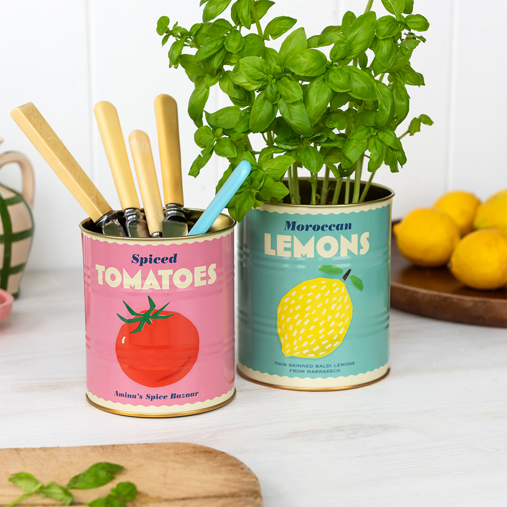 medium storage tins (set of 2) - lemon and tomato