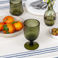 stemmed hand blown bubble glass 350ml - olive green