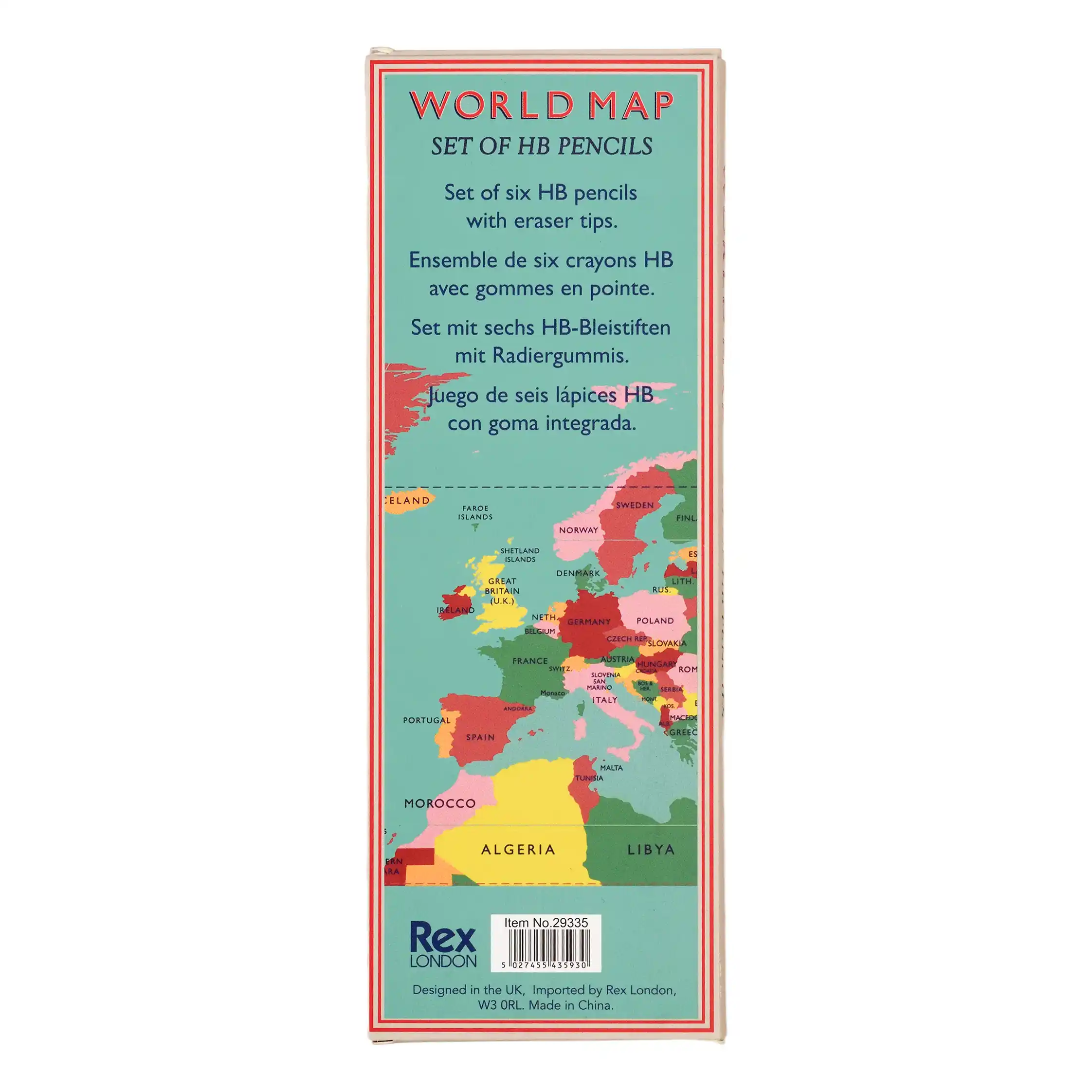 hb pencils (pack of 6) - world map