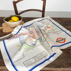 cotton tea towel - tfl heritage tube map