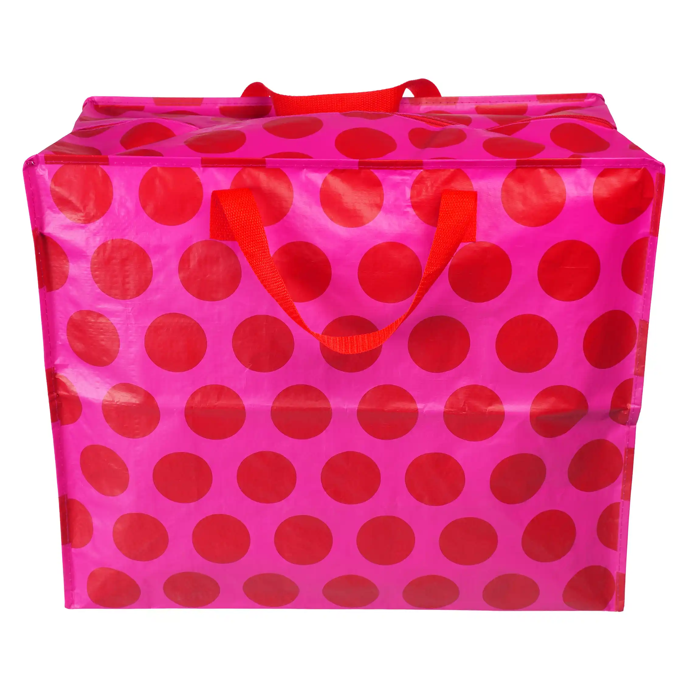 jumbo storage bag - red on pink spotlight