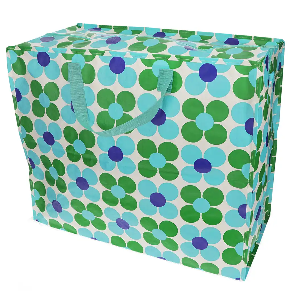 jumbo storage bag - blue and green daisy