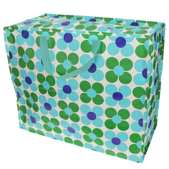 xxl-tasche - blaue und grüne gänseblümchen