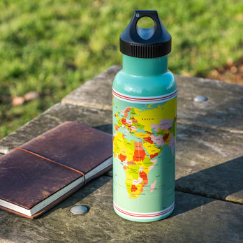stainless steel bottle 500ml - world map