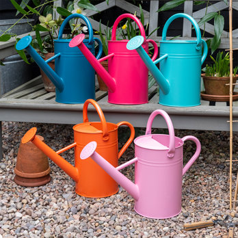 galvanised steel watering can 4.5l - vibrant pink