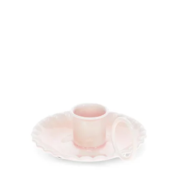 enamel chamberstick candle holder - soft pink enamel chamberstick candle holder - soft pink