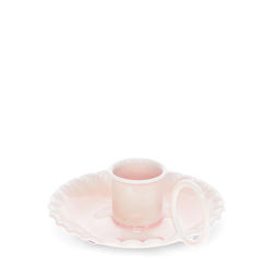 bougeoir chandelier en émail - rose