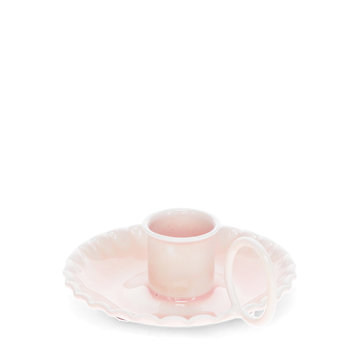 enamel chamberstick candle holder - soft pink