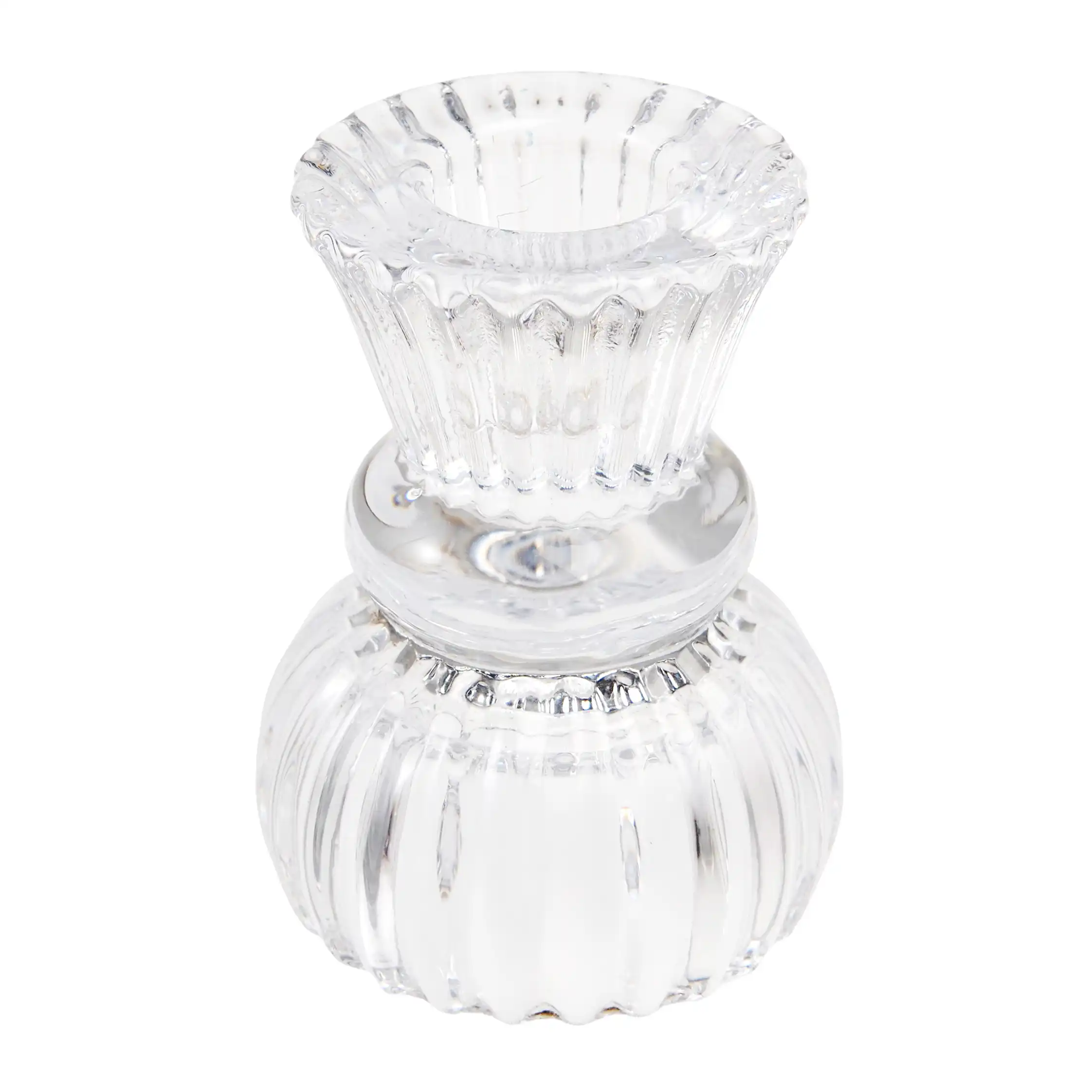 double ended glass candle holder - clear