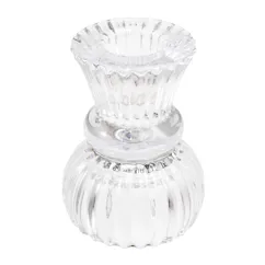 double ended glass candle holder - clear double ended glass candle holder - clear