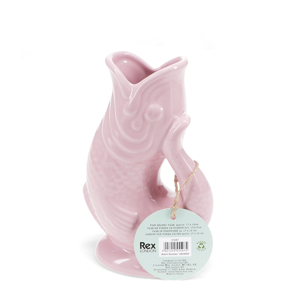 ceramic fish vase - pink