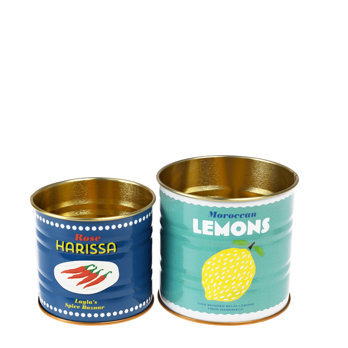 pots de rangement en métal citron et harissa (lot de 2)