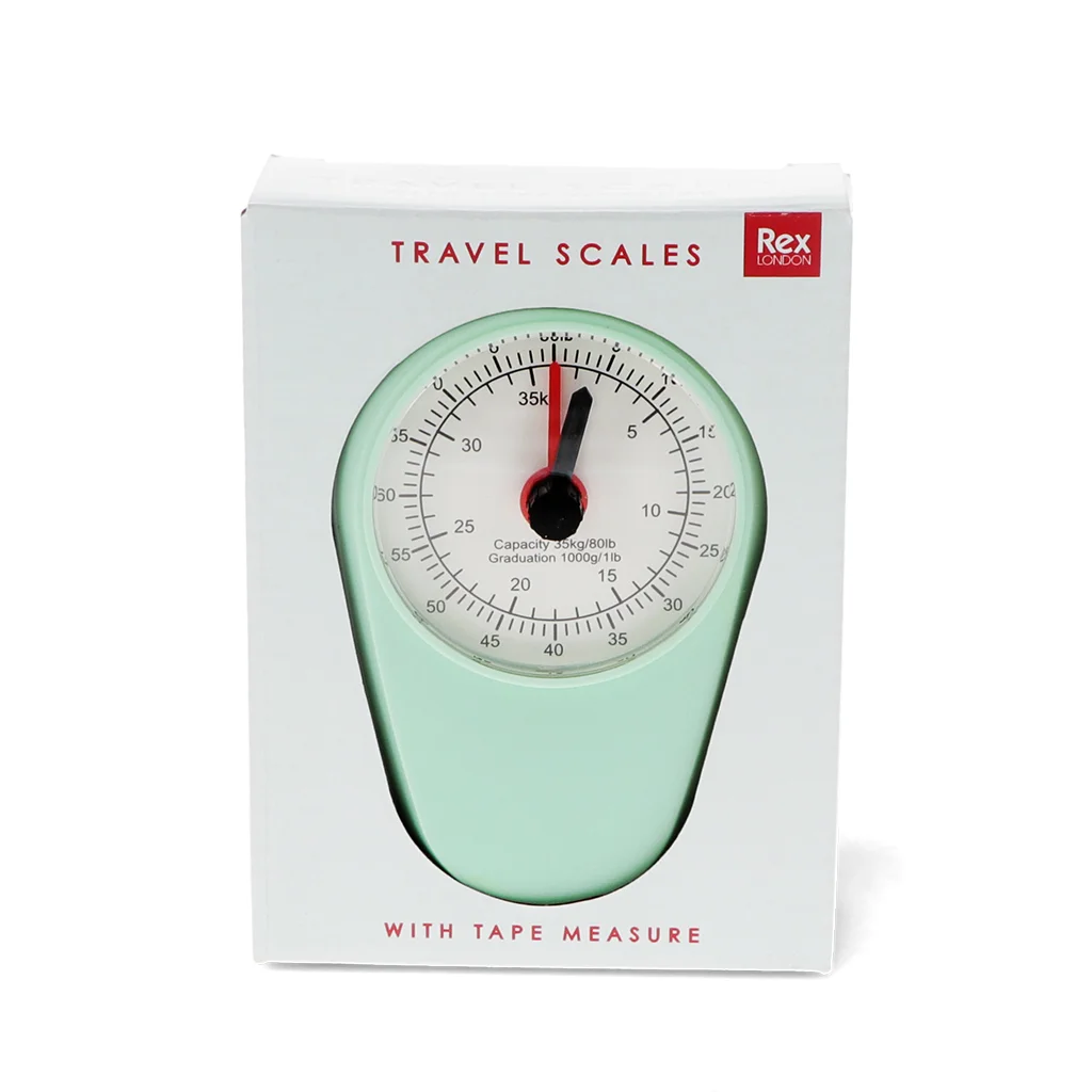 travel scales with tape measure - pistachio green