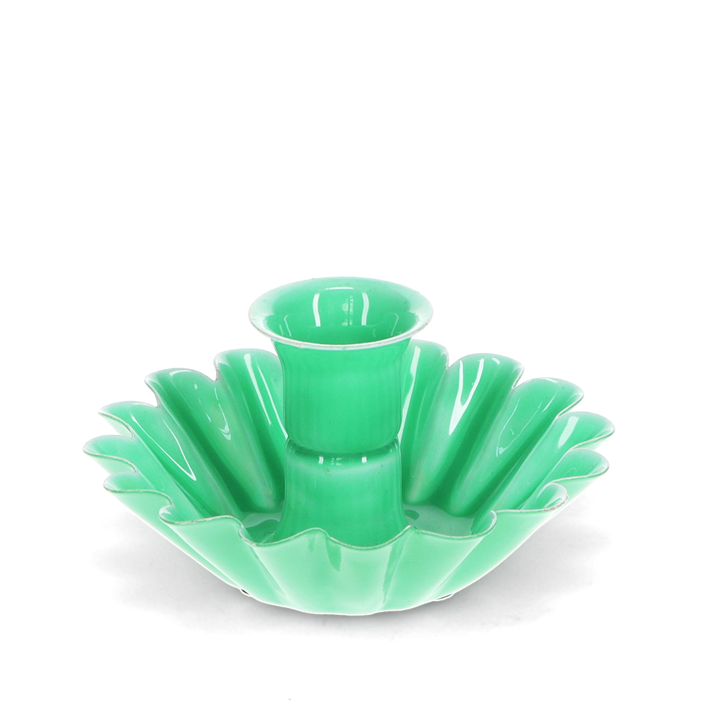 bougeoir fleur en coupe en émail - vert