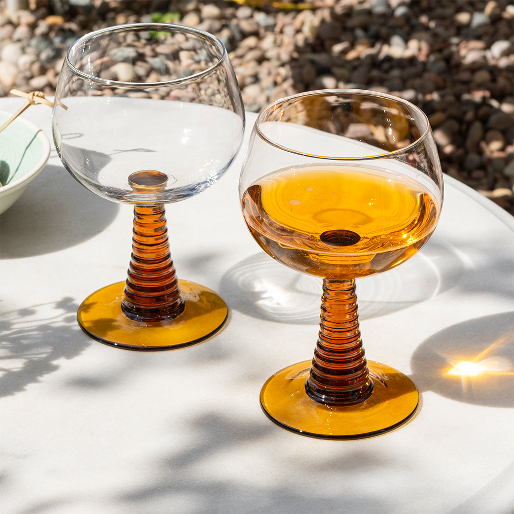 retro roemer glasses 350ml (set of 2) - amber