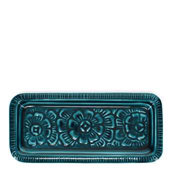 plateau à bibelots rectangulaire en émail - bleu