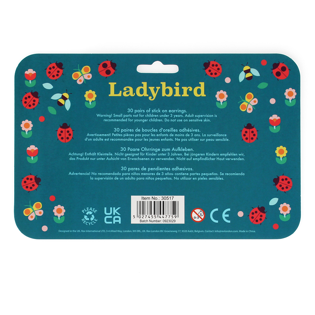 stick on earrings (30 pairs) - ladybird