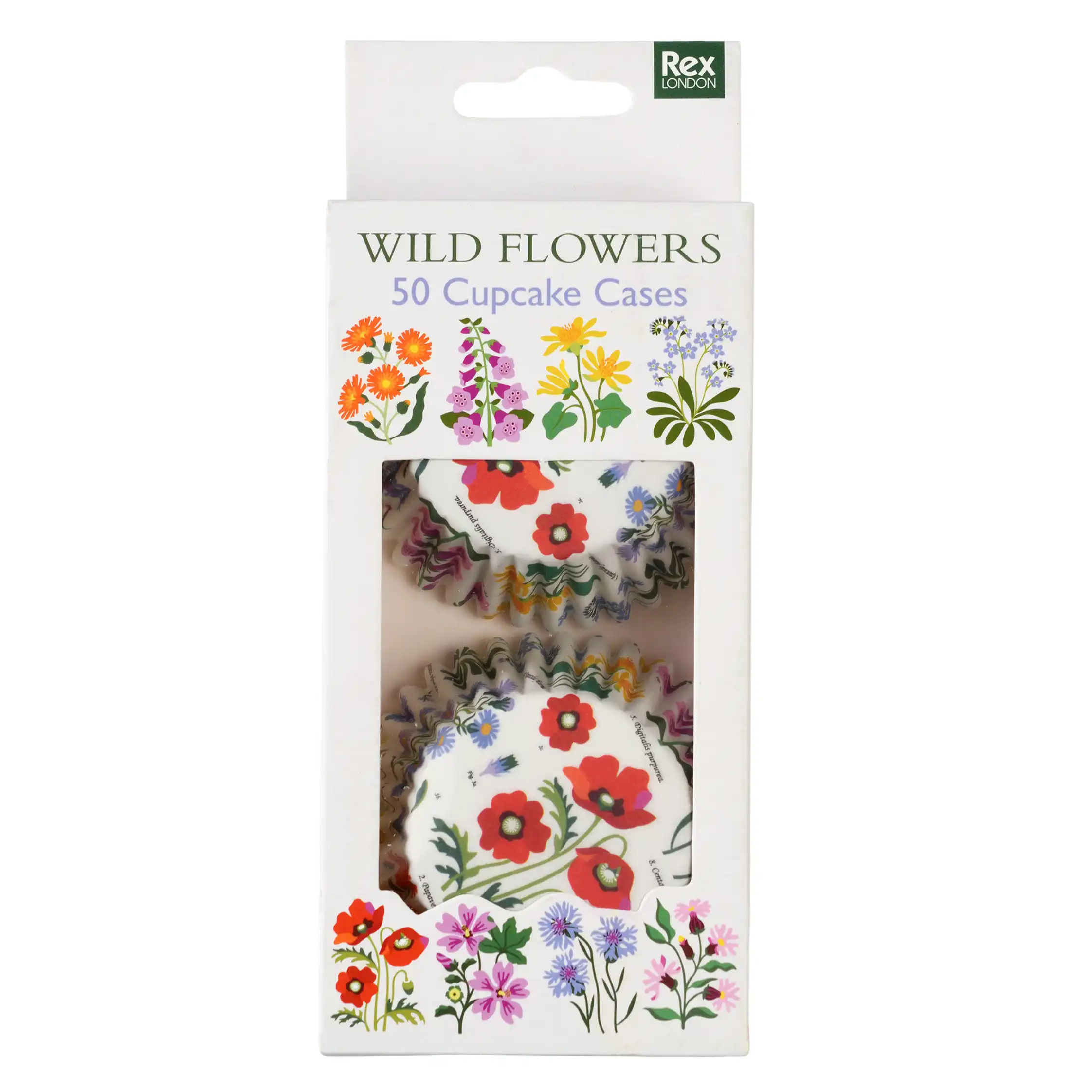 cupcake cases (pack of 50) - wild flowers