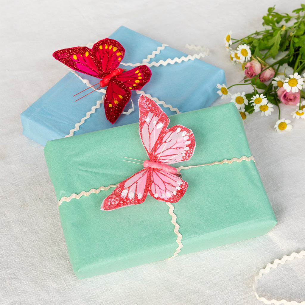 décorations papillon en plumes à pince (lot de 4) - 12 cm x 6 cm