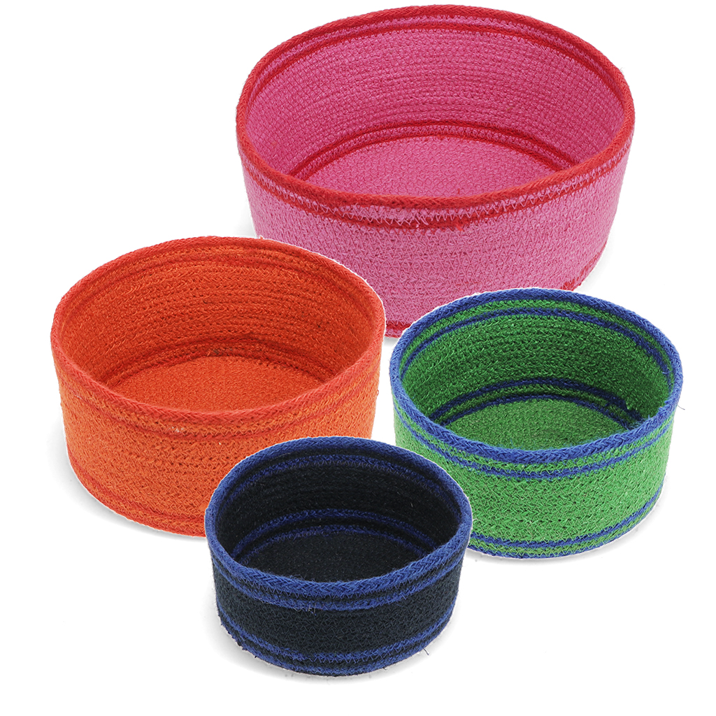 paniers de rangement en jute tressé (lot de 4) - multicolore