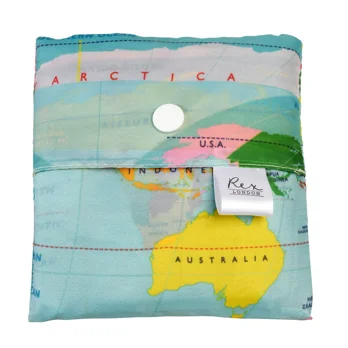 recycled foldaway shopper bag - world map recycled foldaway shopper bag - world map
