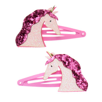 barrettes cheveux à paillettes - licorne