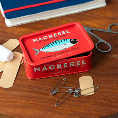 mini storage tin with lid - mackerel 