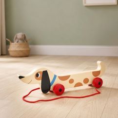wooden pull toy - charlie the sausage dog