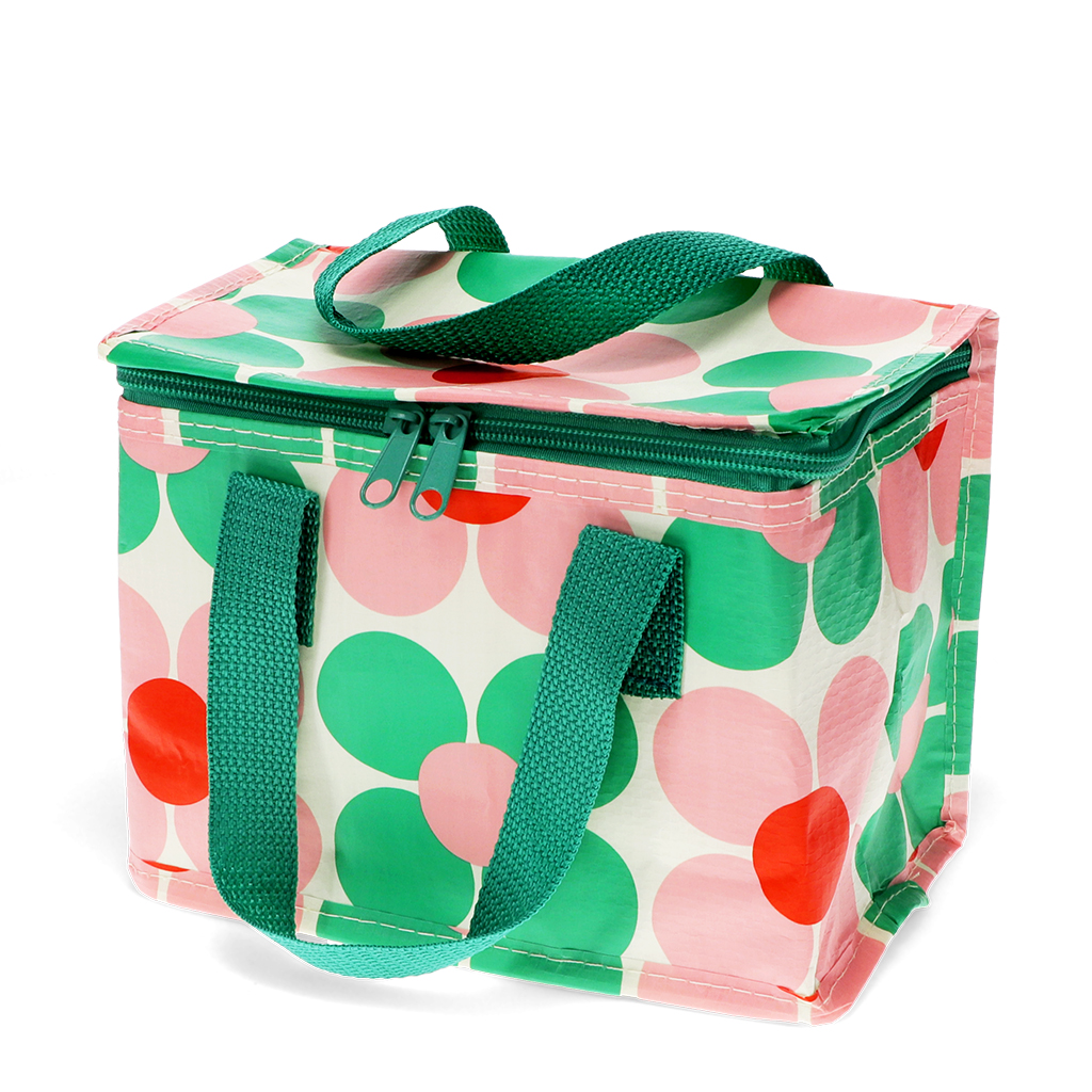 lunch bag - pink and green daisy
