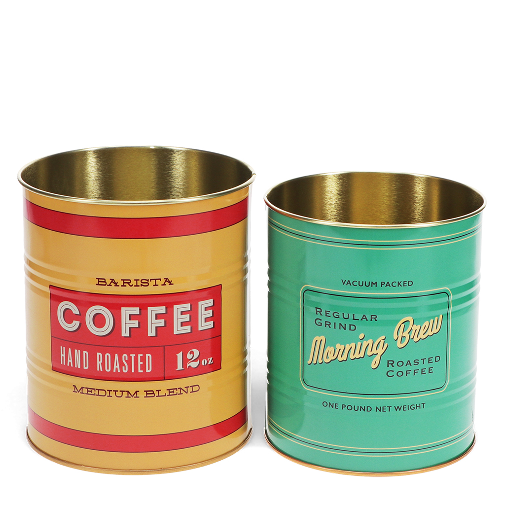 medium storage tins (set of 2) - vintage coffee