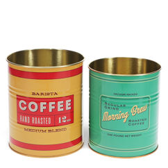 medium storage tins (set of 2) - vintage coffee