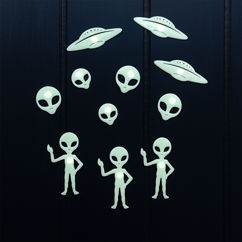 formes autocollantes phosphorescentes (boîte de 25) - extraterrestres