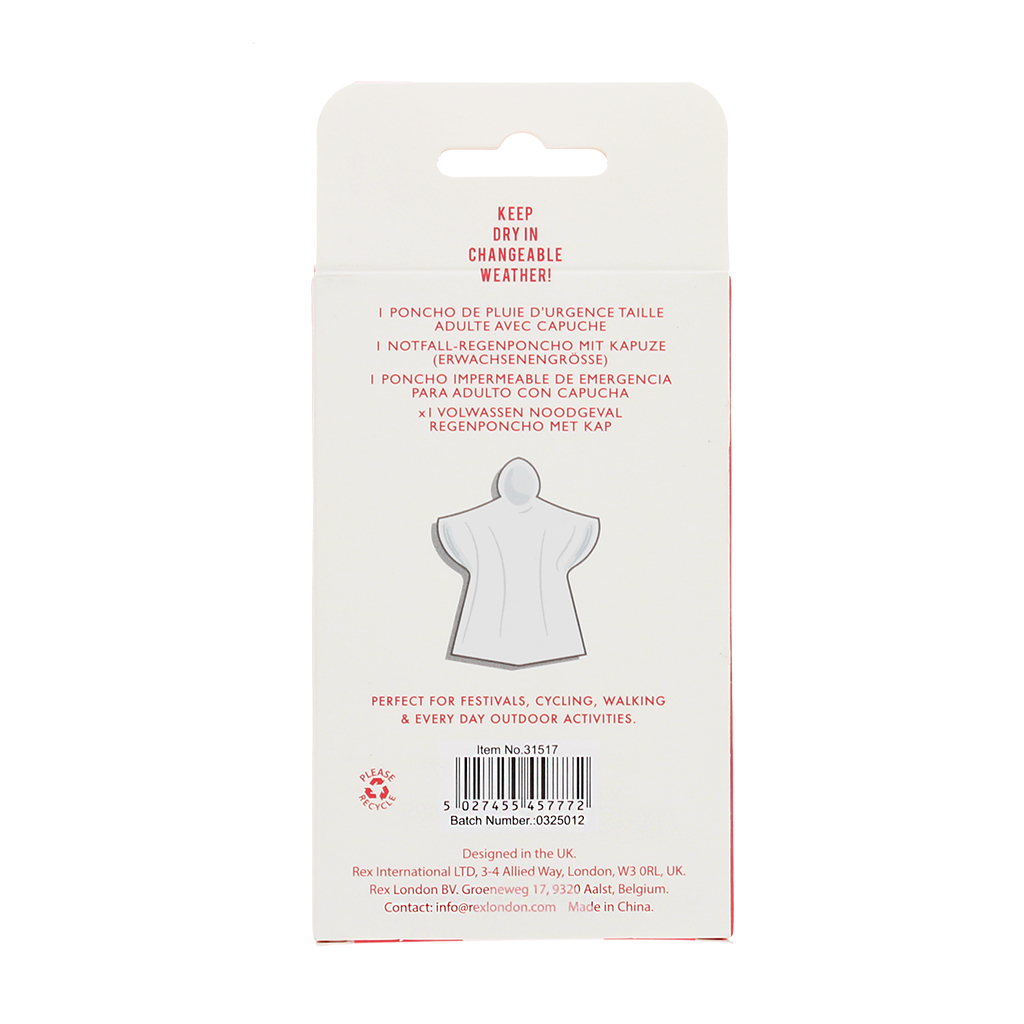 poncho de pluie d'urgence - boîte rouge