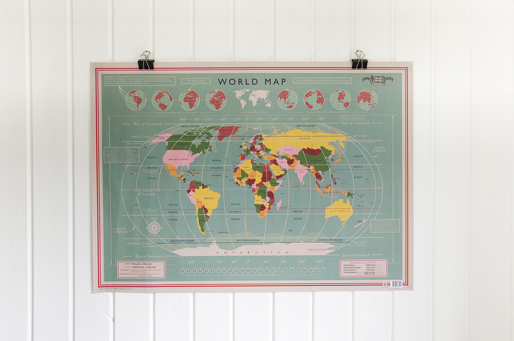 wrapping paper sheets - world map