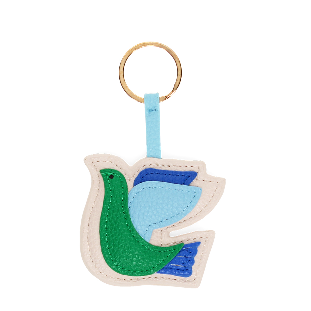 faux leather keyring - bird
