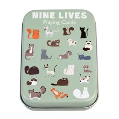 playing cards in a tin - nine lives