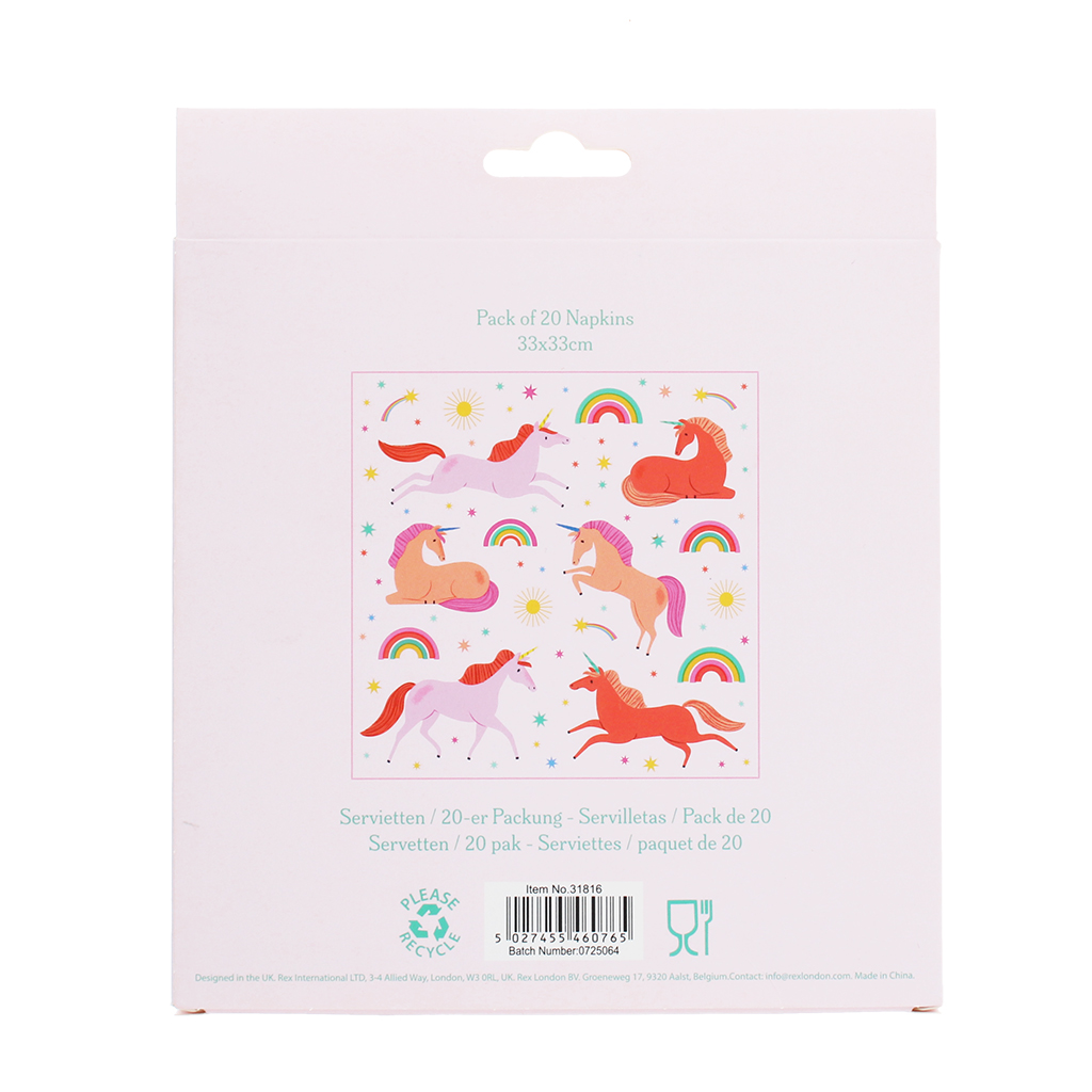 serviettes en papier (lot de 20) - licorne