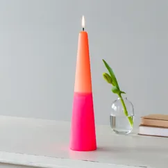 tall two-colour cone candle - pink-orange