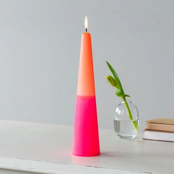 tall two-colour cone candle - pink-orange tall two-colour cone candle - pink-orange